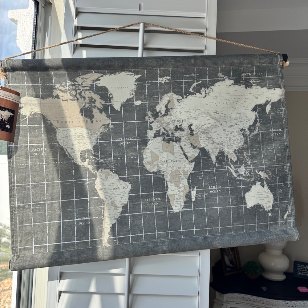 Gray and Cream World Map Drawing Art
